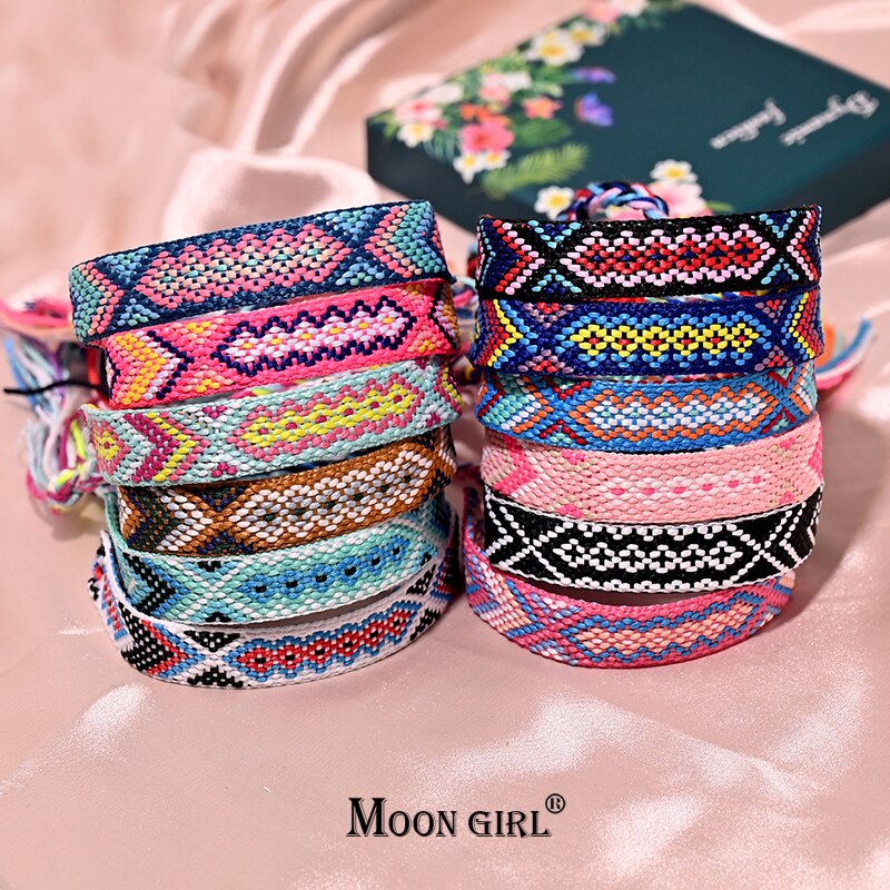 Pulsera con borlas de la Amistad Bohemia para mujer, 12 colores, tejido de cuerda de algodón a la , pulseras bohemias para playa y verano para chica