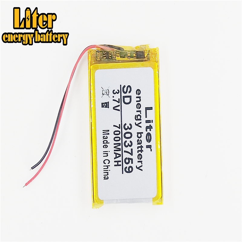 3.7V,700mAH,303759 PLIB; Polymère lithium ion / Li-ion batterie pour GPS,mp3,mp4,mp5,dvd,bluetooth, modèle jouet mobile bluetooth