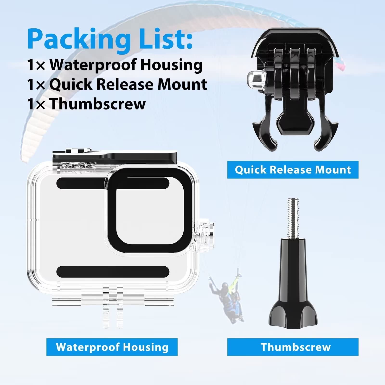 För gopro hero 8 vattentätt fodral dykning undervattenshölje skydd för gopro 8 svart fodral skal filter actionkamera tillbehör