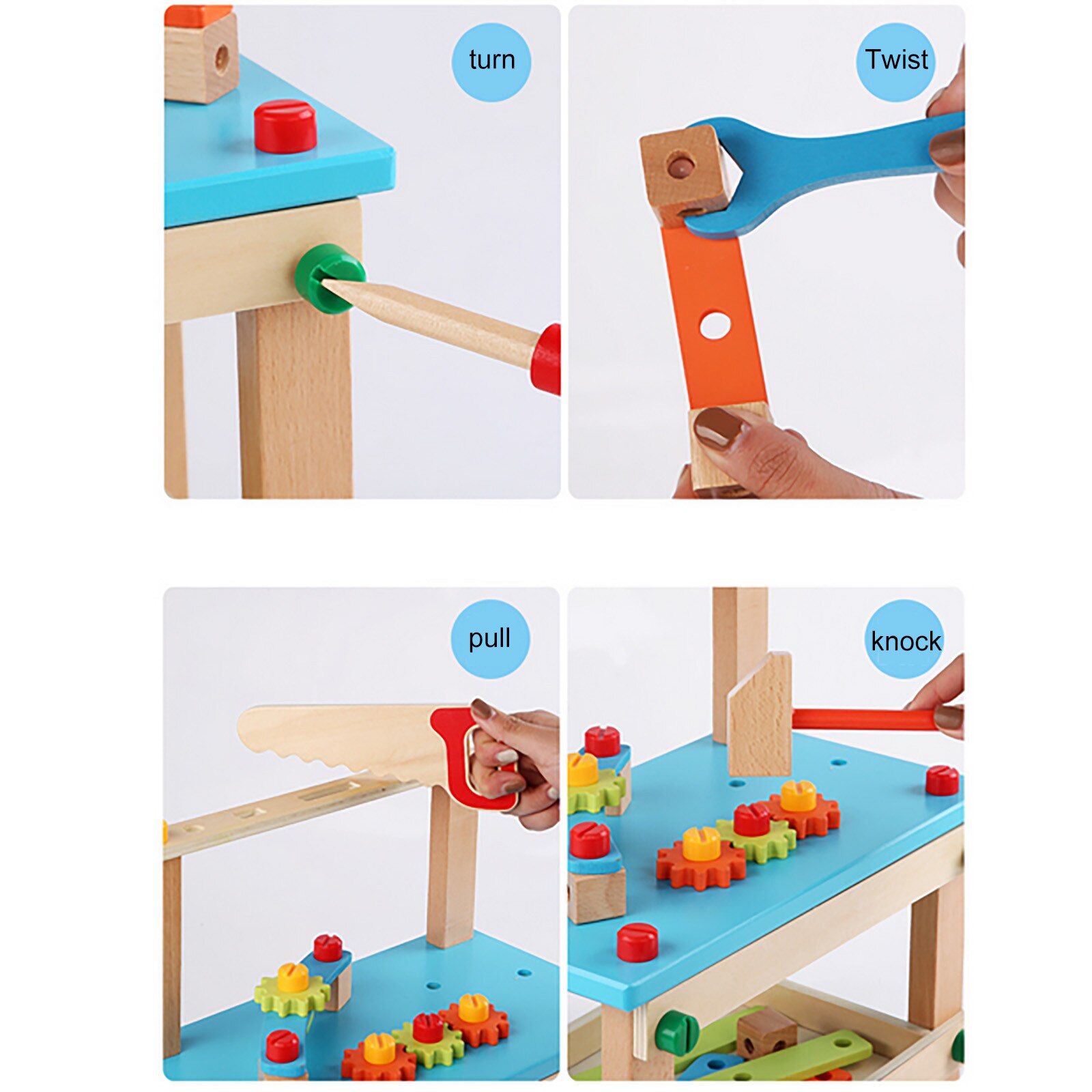 Houten Simulatie Tool Tafel Schroef Moer Combinatie Demontage En Reparatie Kinderen Educatief Speelhuis Speelgoed Jongen Meisje