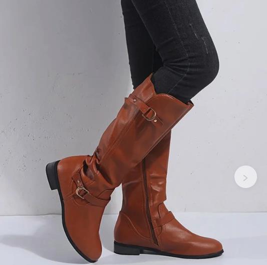 Femmes chaussures hiver talons bas offre spéciale en cuir PU femmes bottes bottes hautes décontracté Zapatos Mujer Sapato 4X021: 8