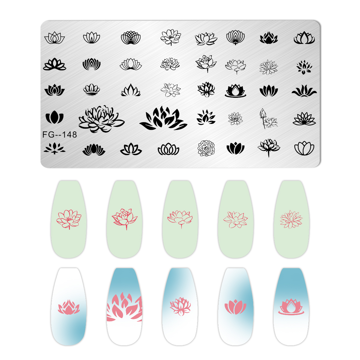 Blätter Blume Streifen Gänseblümchen Stempelplatten Lotus Rose Nagelstempel Vorlagen Aprikosen Blumendruck Schablonen Vorlagen