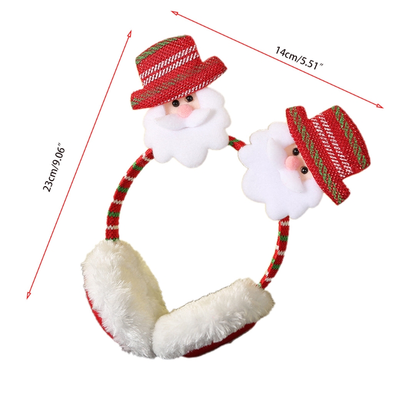 Winter Faux Fur Santa Earmuffs Christmas Earmuffs Cute Knit Fuzzy Ear Muffs for Women Girls Ear Warmers For Kids