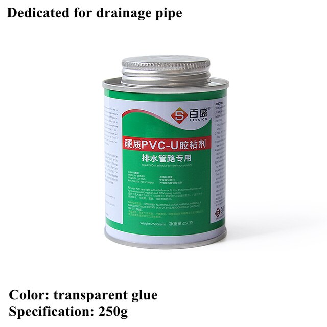 Pegamento de PVC para irrigación de jardín, Conector de tubería de drenaje, sellador, junta de tubo de agua de Acuario, adhesivo, estante DIY, 1 ud.: Drain Pipe 250g