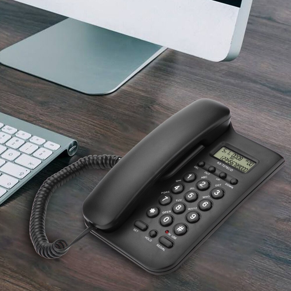 KX-T076 Telephone Home Hotel Wired Desktop Wall Phone Office Landline Telephone Black White