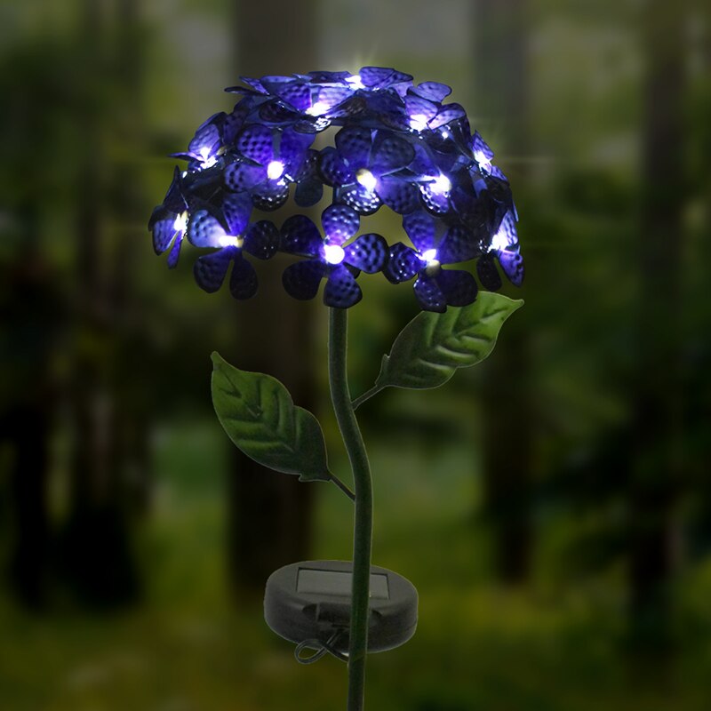 LED Solar Garden Light Artificial Hydrangea Simulation Flower Light Outdoor Lawn Landscape Stakes Lamps For Courtyard Decor