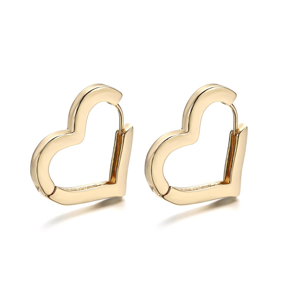 Minimalist Star Rectangle Triangle Geometric Hoop Earrings for Women Gold Color Copper Love Heart Hexagon Earrings Female: Heart