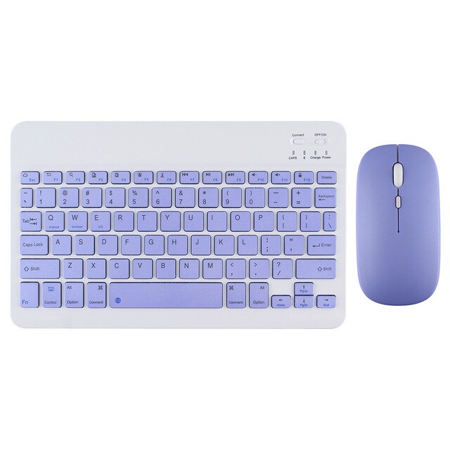 10 Inch Bluetooth Keyboard Dual Mode Mouse Mobile Phone Tablet Wireless Bluetooth Keyboard Mouse Set Ios Android Windows: purple with mouse