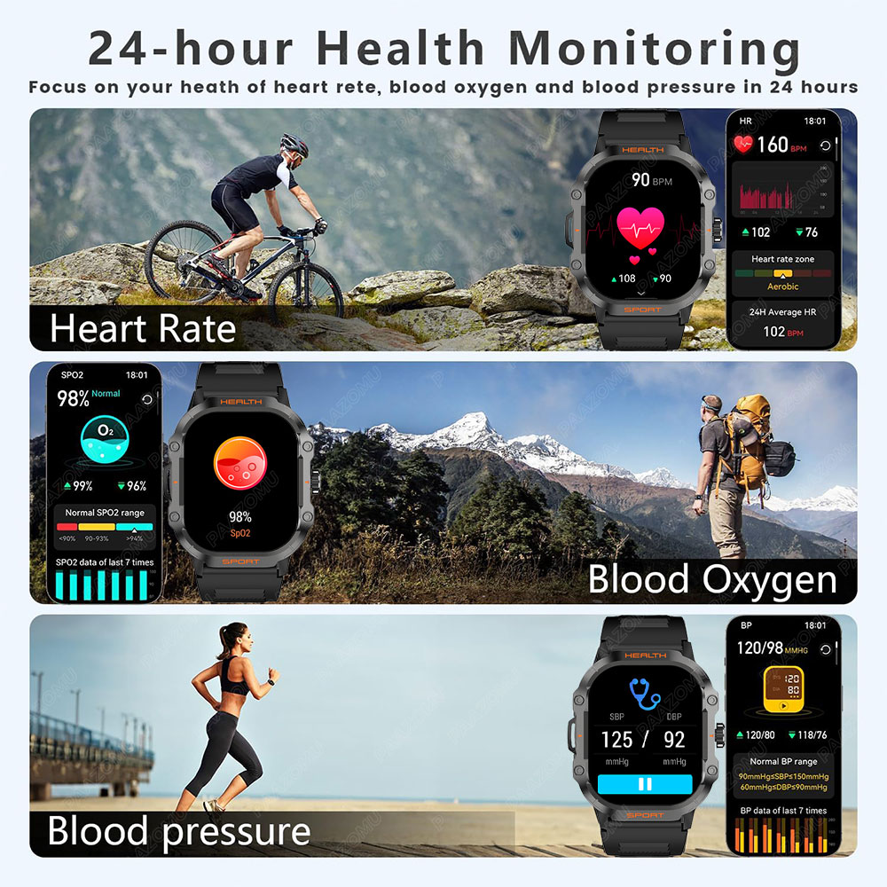 2025 nowy wojskowy Smartwatch 2.01 "AMOLED BT odpowiedź/zadzwoń NFC 100+ trybów sportowych opaska monitorująca aktywność fizyczną inteligentne zegarki dla android iOS