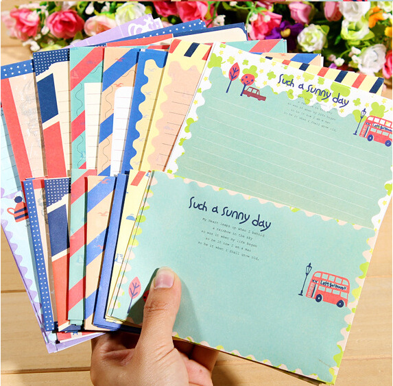 Navy Style 2pc Envelope 4pc Writing Letter Paper Pad Set Korea Mail Retro Office School Stationery Students Lovers Mail: Default Title