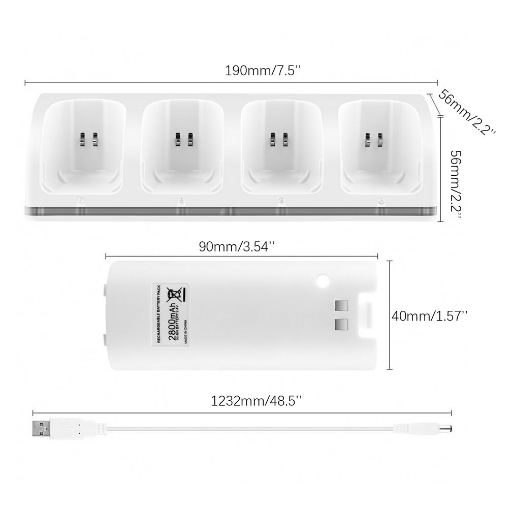 Voor Nintend Wii Remote Controller Charger Opladen Dock Station + 2 Batterijen Game Accessoires