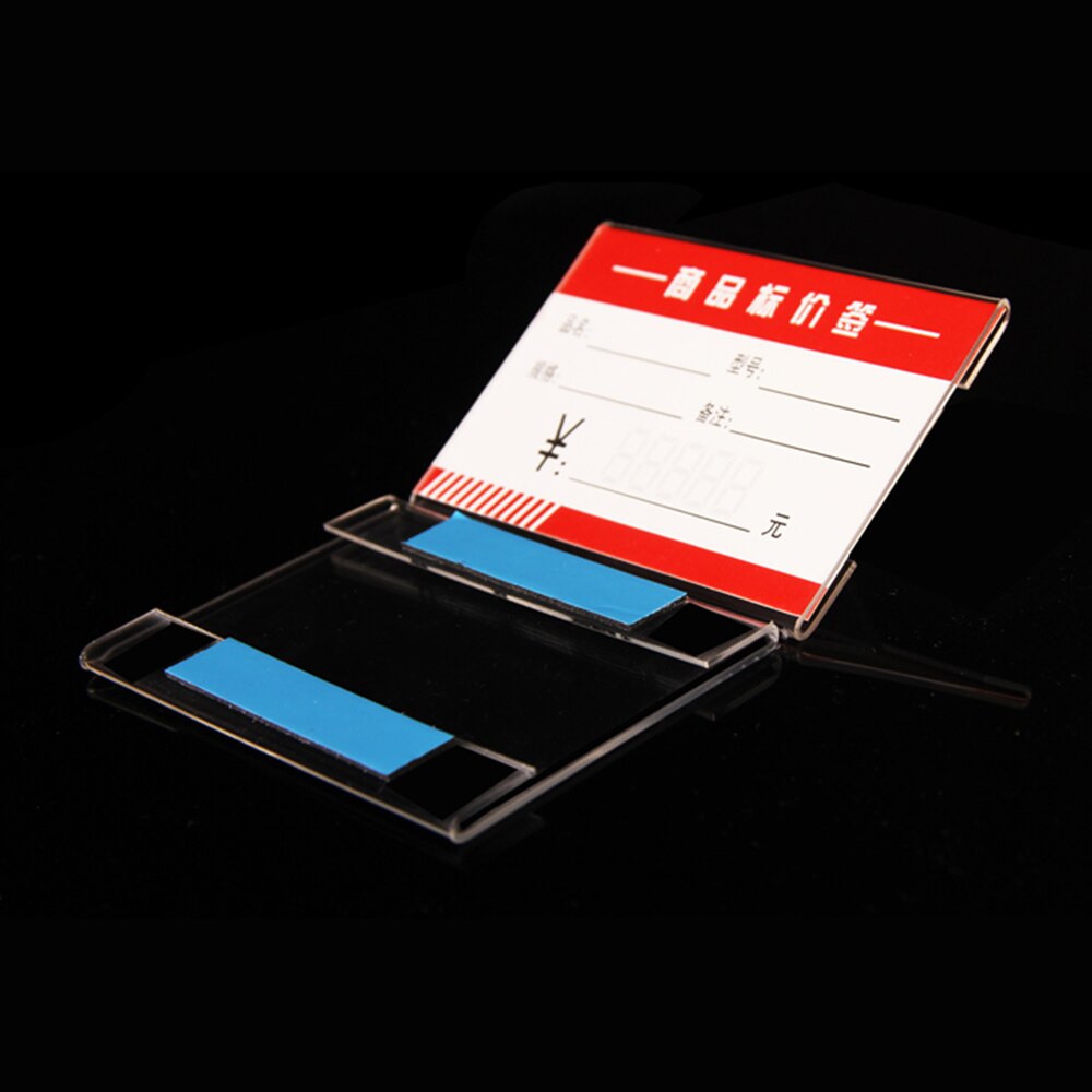 10 pcs Acrylic Clear Plastic Desk Sign Label Stand Wall Shelf sticker Table Card Price Tag Holders Frame Label Tag Paper Display