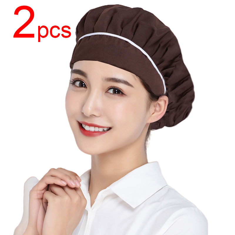 Food Service Cook Hats Women Men Hair Cover Caps Workshop Hat Food Service Baking Cap Kitchen Cooking Visors Household Beanie: Coffee