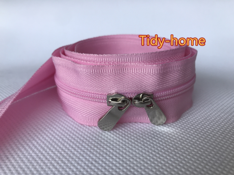 1 meter 1.5 meter nr. .3 nylon rits quilt rits beddengoed rits lange witte ritsen voor beddengoed met ritsschuivers: Roze metalen schuifregelaar / 1.5 meter 2 schuifregelaar
