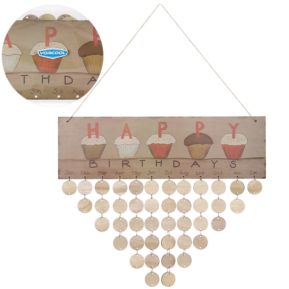 1PC Hanging Calendar DIY Home Decor Plaque Memo Calendar Birthday Reminder for Office Home Club