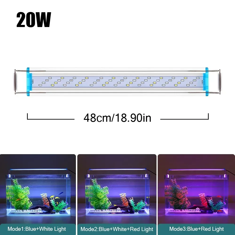 18 ~ 70 CM Ultra Dunne Aquarium Beugel Licht Aquarium Led verlichting voor Uitbreidbare Clip Lamp 220 V Vissenkom Lichten Aquarium Benodigdheden: Bordeaux / eu-stekker