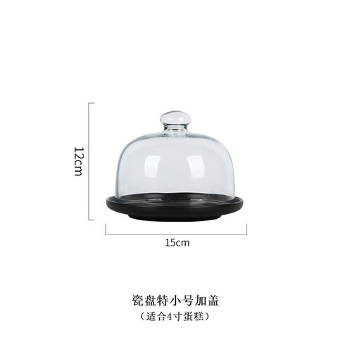 Creatieve Keramiek Cake Pan Glas Cover Dessert Display Lade Cake Decorating Gereedschap Cake Stand Set Kitchen Aid Accessoires: M