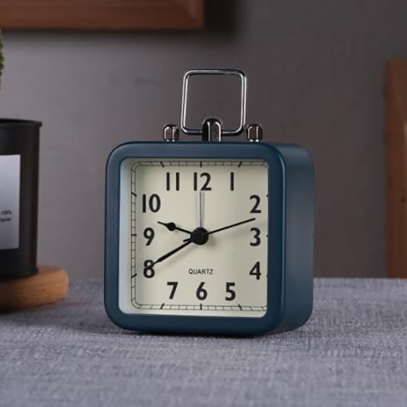 alarm clock retro silent hands clock metal simple alarm clock with light bedside home decor