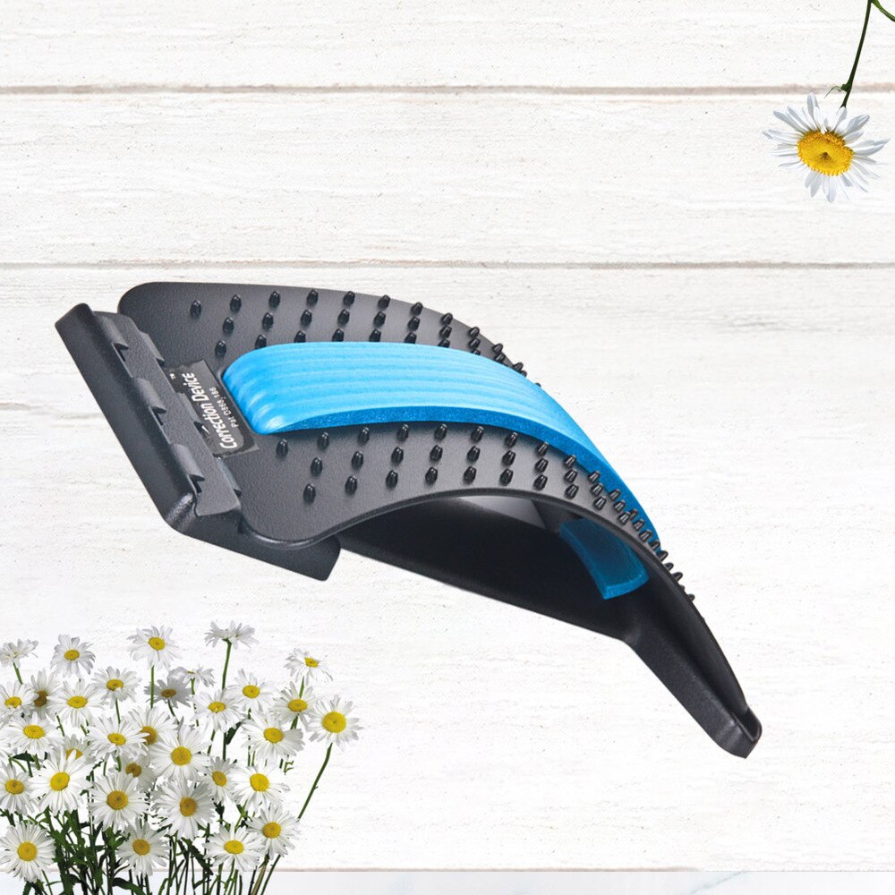 Spine Pain Relief Lumbar Traction Stretching Device Waist Spine Relax Back Board (Blue)