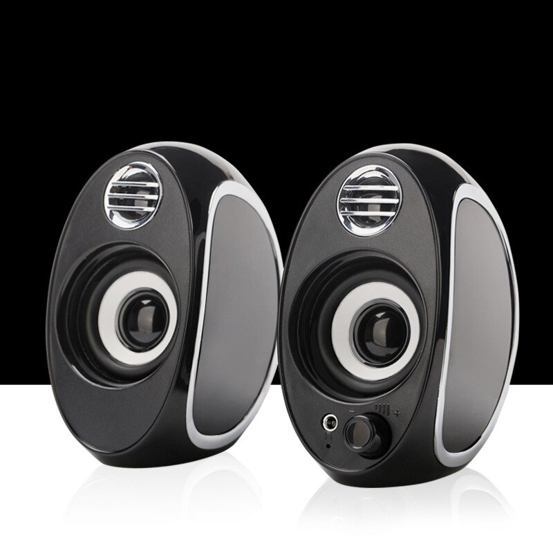 Bass USB + AUX Wired Computer Speakers A Pair 5W*2 High Power Speakers for Laptop Desktop Phone Portable Multimedia Loudspeaker: Black
