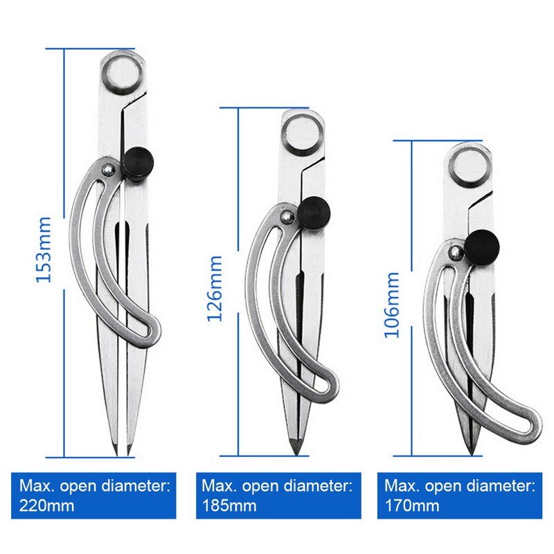 150/200/250/300mm Carbon Stahl Flügel Teiler Kompass Kreis Maker Einstellbare Glasritzrades Abschließbar Carbon Stahl bleistift Kennzeichnung Werkzeuge