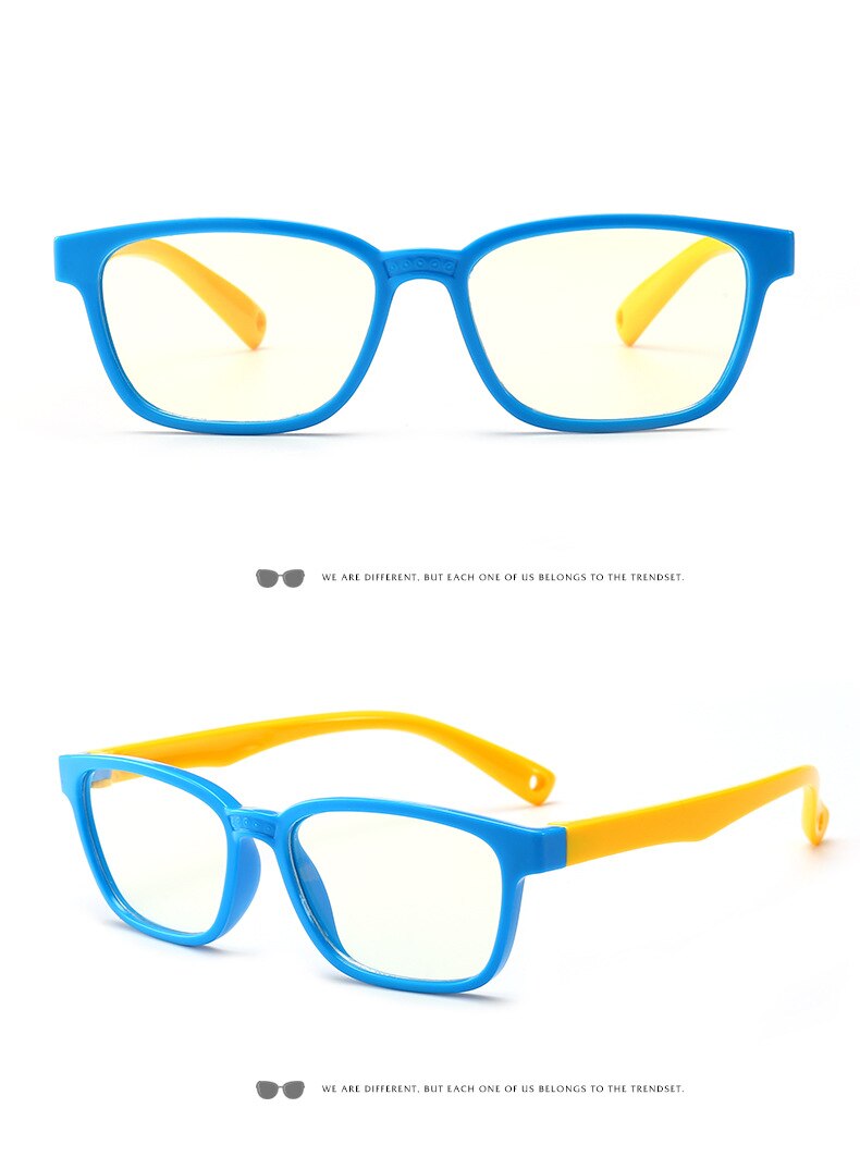 Gafas a prueba de luz azul para niños, gafas para tablet, gafas con silicona, Marco suave, gafas de ordenador unisex para niños: Azul