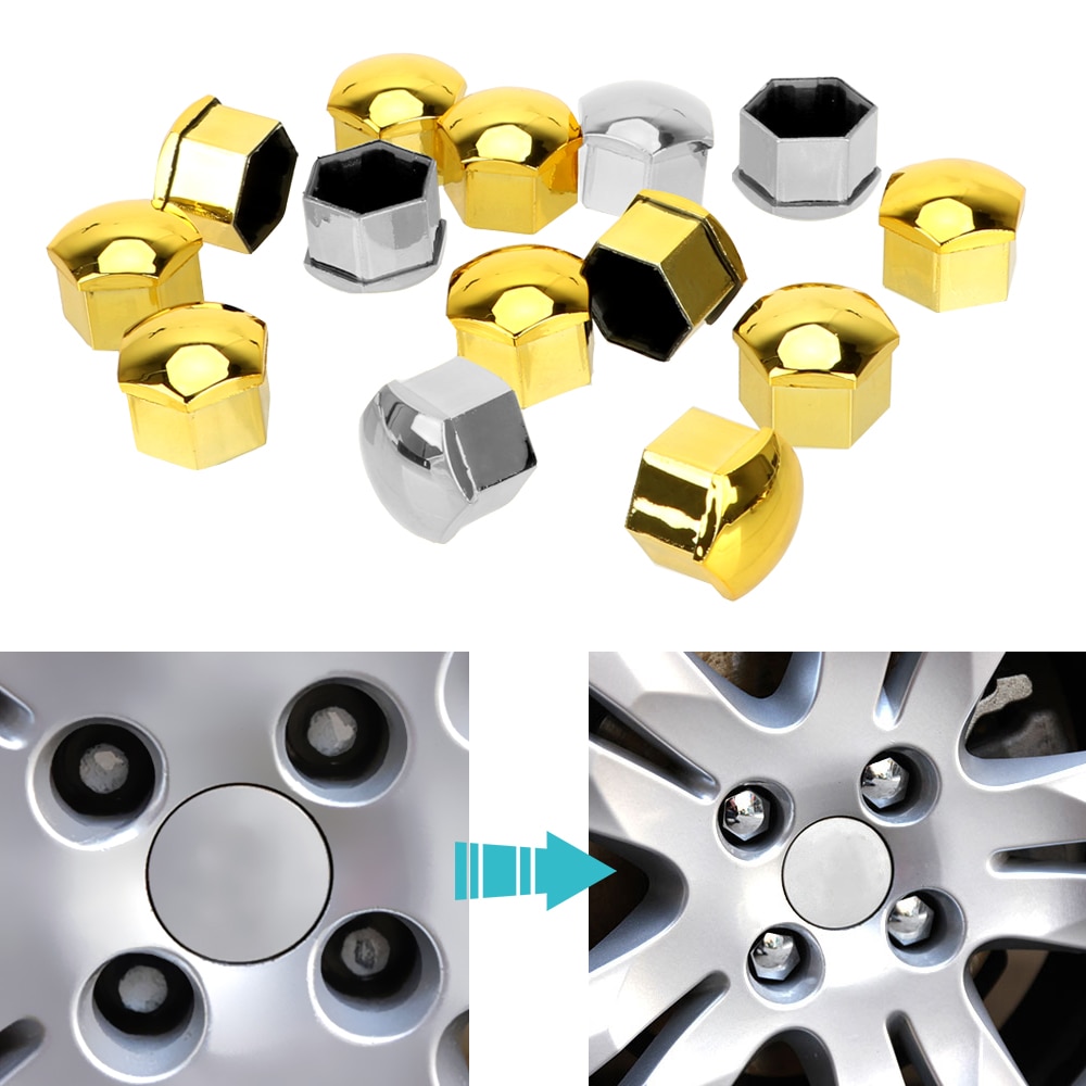 Leepee 20 peças de tampas de porca de roda de carro, parafusos, jantes, soquete especial, proteção para parafuso de eixo automóvel, 17mm, estilo do carro, decoração exterior