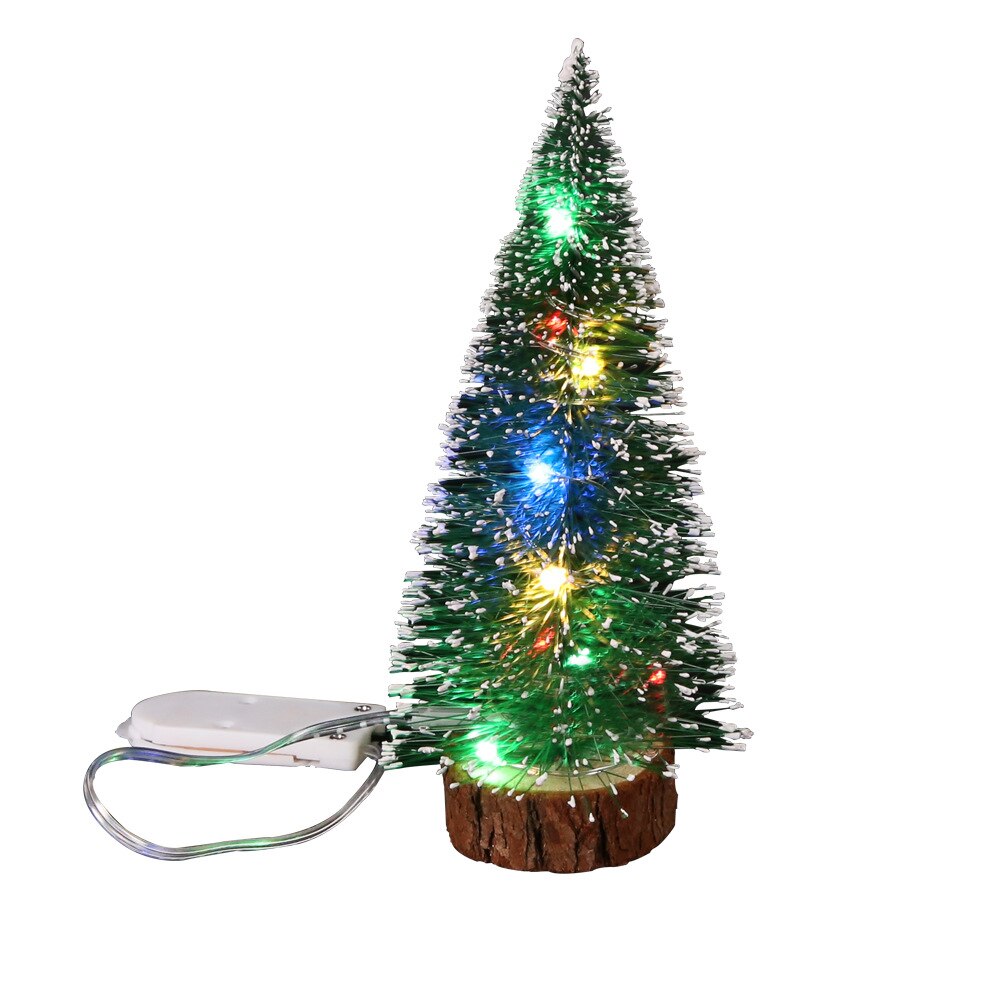 Mini Christmas Tree Green Cedar White Dot LED Light Pine Needle Tree Desktop Decoration Multi-size Christmas Party Decoration: Colorful lights / 30cm