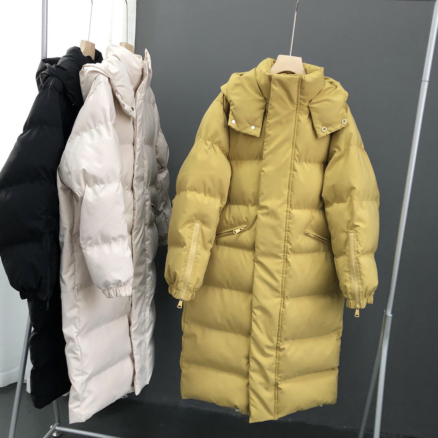 autumn and winter Korean down padded jacket loose and thick super long parker padded jacket