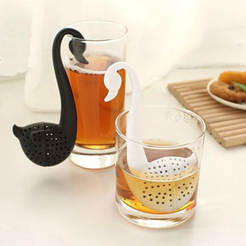 2 st te sil sil svanform te sil svan te infuser bärbar plast svan te infuser köksredskap 13cm