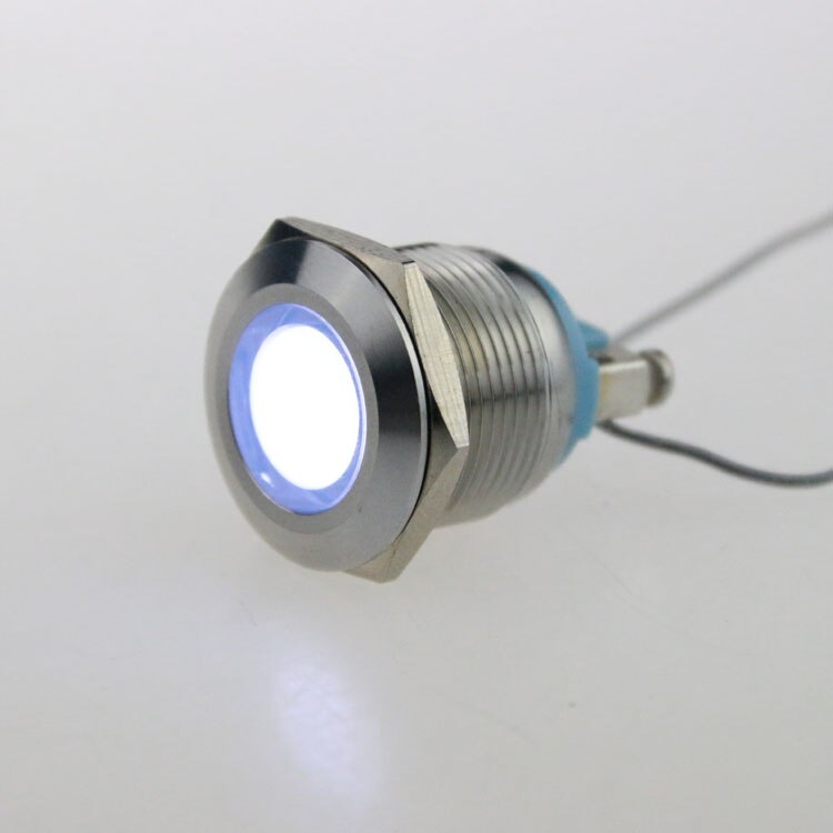 10 stk led metal indikatorlys 19 mm metal lys advarsel bil lys 3v 6v 12 v 24 v 36v 48v 220 vred grøn gul blå og hvid: 12v hvide