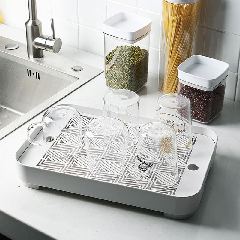 Kitchen Mug Cup Organizer Drain Rack Dish Drainer Storage Shelf Tray for Dishes Bowls Cutlery Organization