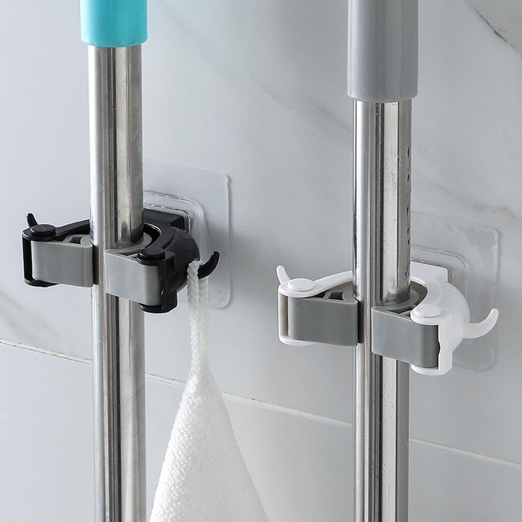 CWOVRS Bezem Houder Wandmontage, 4 stuks Mop Bezem Houder RVS Wandorganisator, Heavy Duty Garage Tool Hanger Schroef Gemonteerd Mop Bezem Opbergrek voor Keuken Badkamer Tuin Waskast