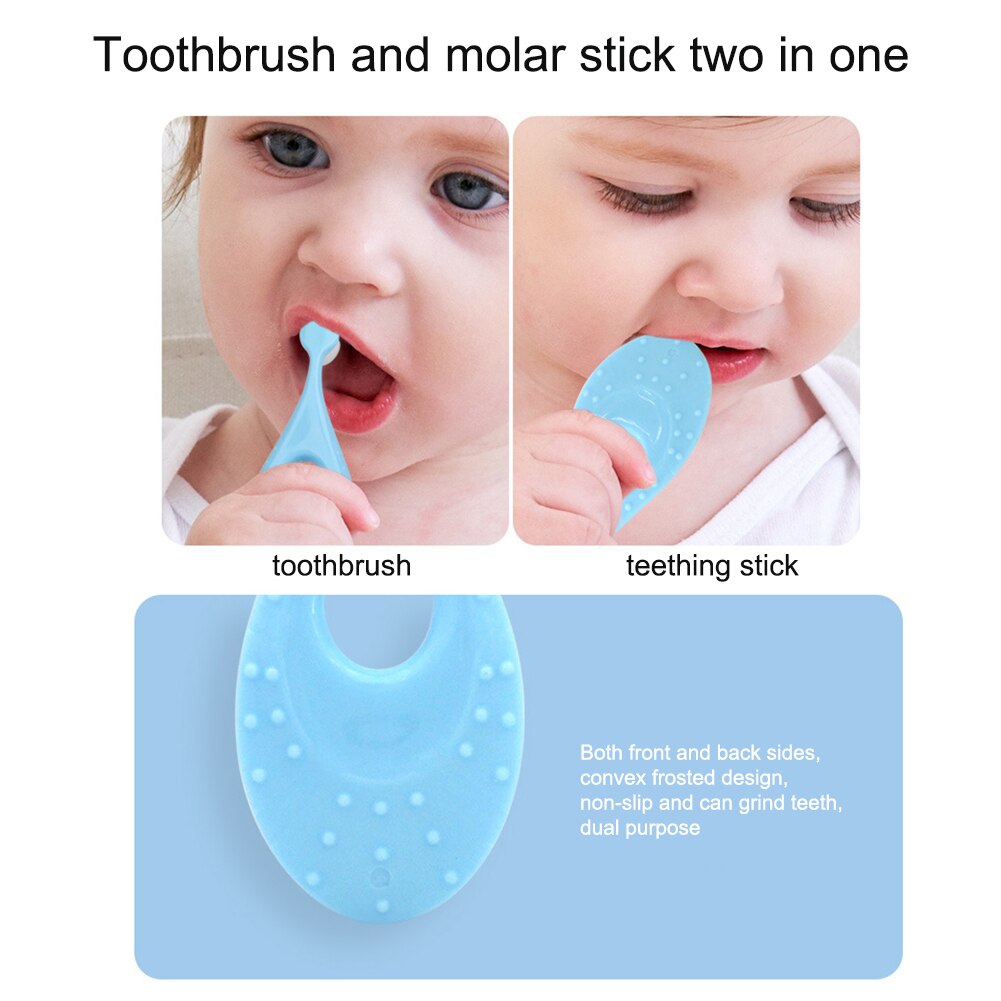 Cute PP Toddler Anti Slip Handle Soft Bristle Dental Prevent Chocking Non Toxic Teether Baby Toothbrush Gum Care Oral Cleaning