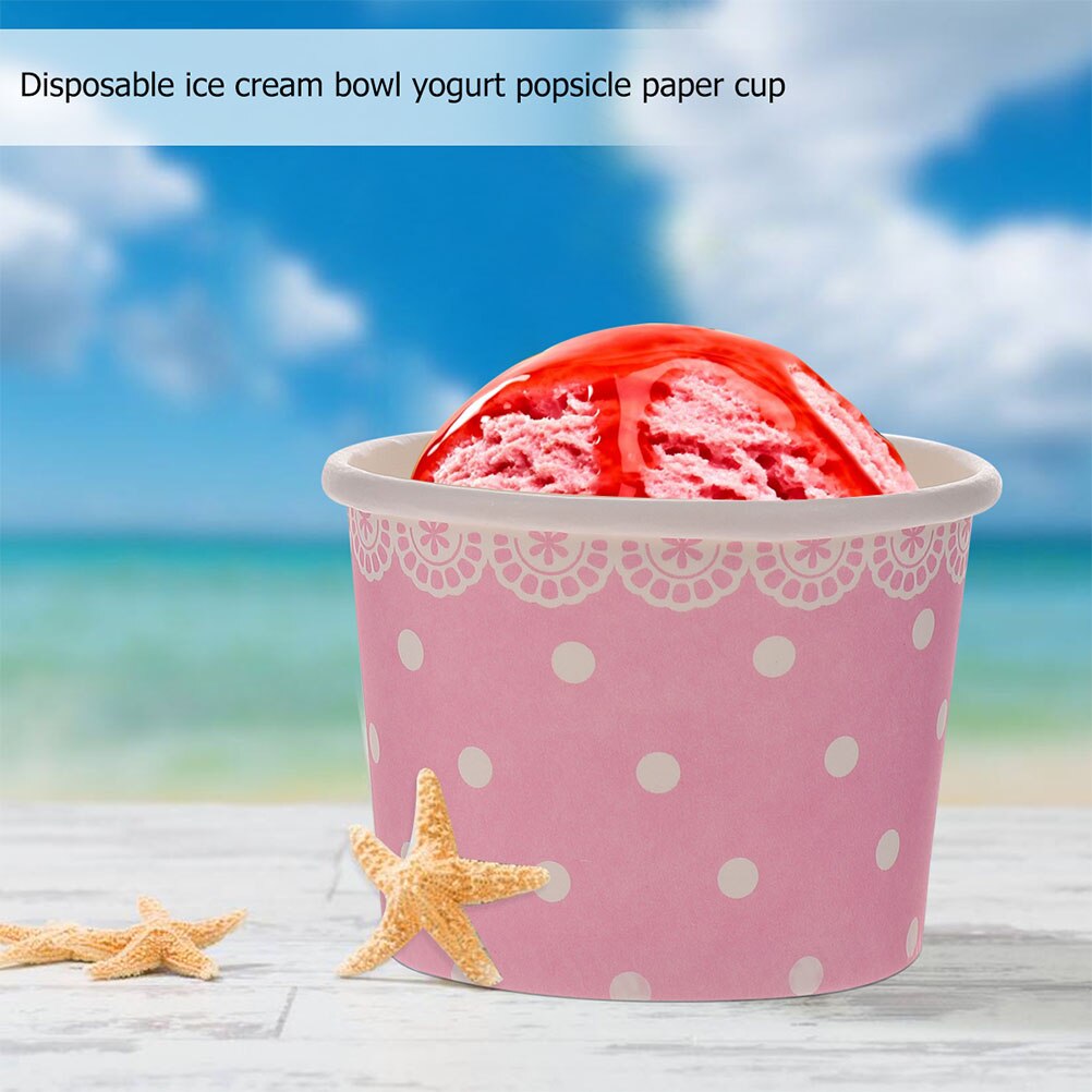 50pcs Disposable Paper Bowls Ice Cream Bowls Food Packaging Containers )