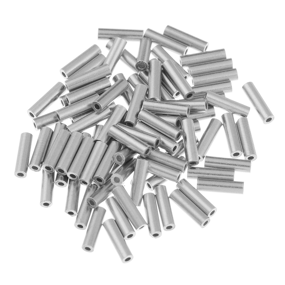 100 stk. runde fiskerør i rustfritt stål fisketråd rør krympehylser kontakt fiskesnøre tilbehør verktøy