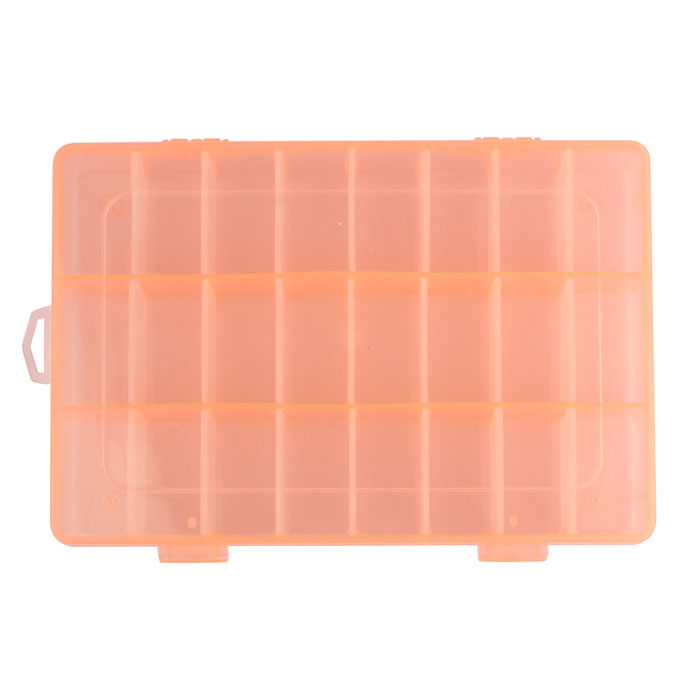 Boîte de rangement en plastique 24 compartiments réglables, boîtier de bijoux, boucles d'oreilles, fentes en plastique transparent, beaux bijoux, Nail Art strass: Orange 