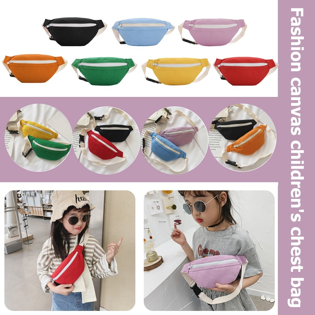 Mini riñonera de lona para niños y niñas, Cangurera roja para el pecho, cartera para teléfono, bolsa para cinturón de bebé
