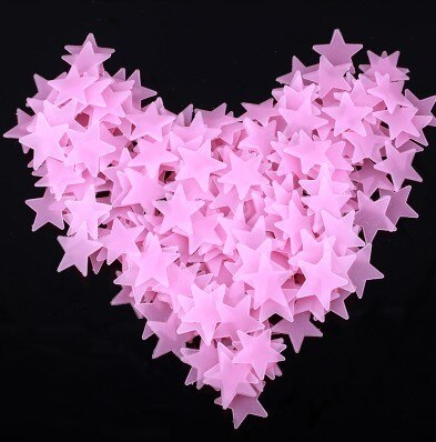 Étoiles autocollantes phosphorescentes, peinture phosphorescente, pour chambre d&#39;enfant, 100: 100pcs pink