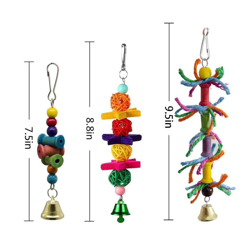 10 Packs Vogel Swing Kauwen Speelgoed Papegaai Ladder Schommel Hangmat Bell Speelgoed Papegaaienkooi Speelgoed Vogel Baars Met Houten Kralen opknoping