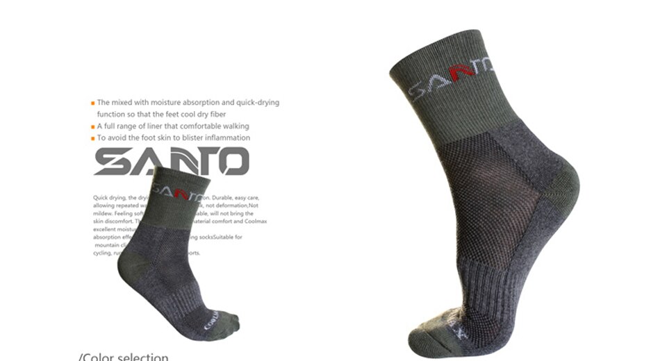3 paar santo snel drogende herensokken voor buitensporten, wandelen, kamperen, fietsen, halfdikke hardloopsokken: Legergroen