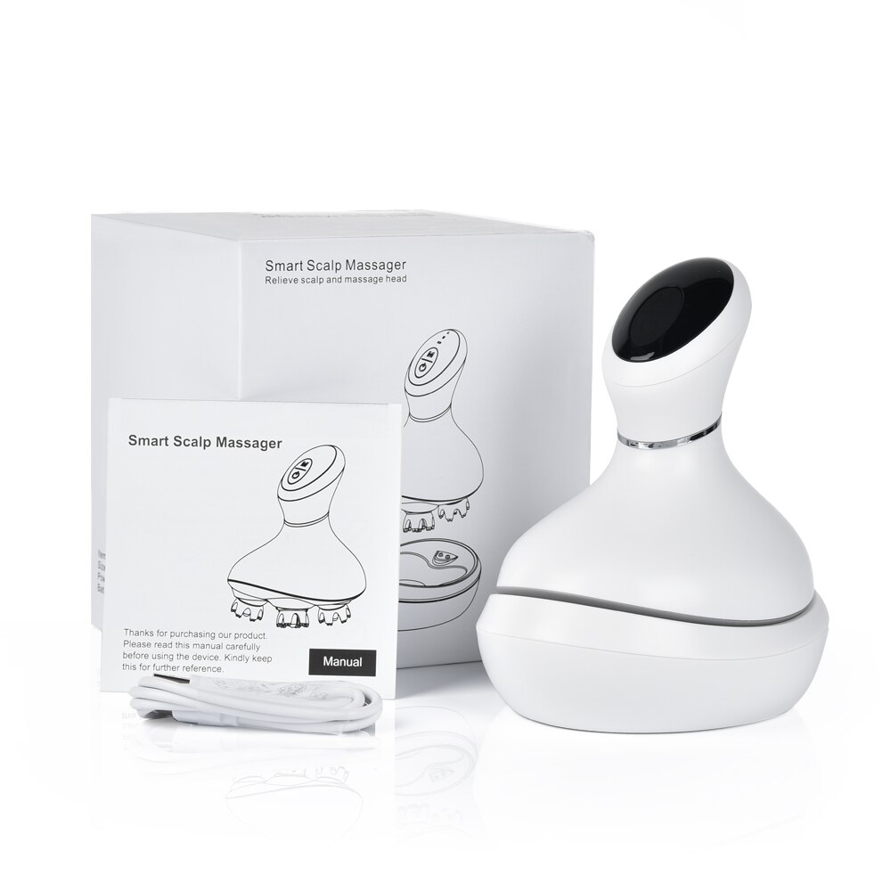 Masseur de tête électrique 3D étanche, Vibration sans fil, Massage du cuir chevelu, prévient la perte de cheveux, soulage la Migraine, Rechargeable par USB: Type 1