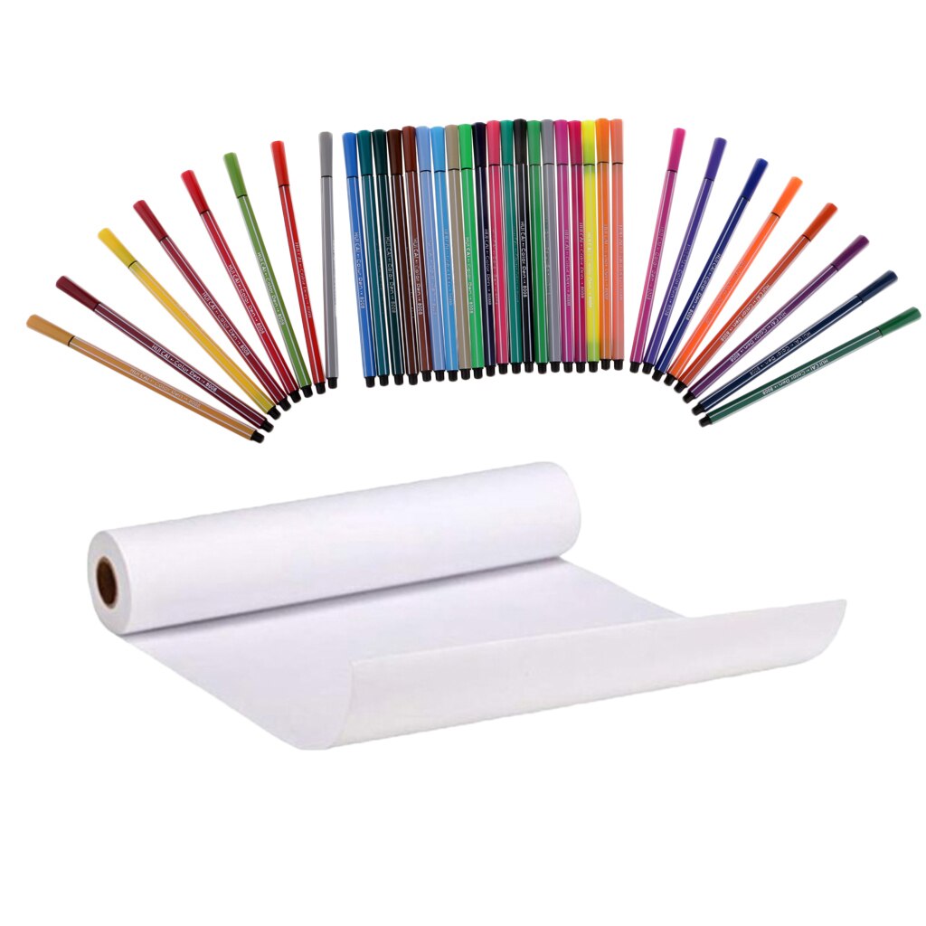 Coloured Felt Tip Pens Adult & Kids Colouring Fine Fibre 36 Pens With Paper