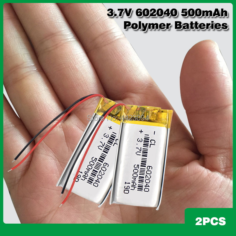 602040 litowo-polimerowy akumulator litowo-polimerowy 3.7V 500mAh bateria zastępcza li-ion komórki Lipo do głośnika Bluetooth: 2PCS