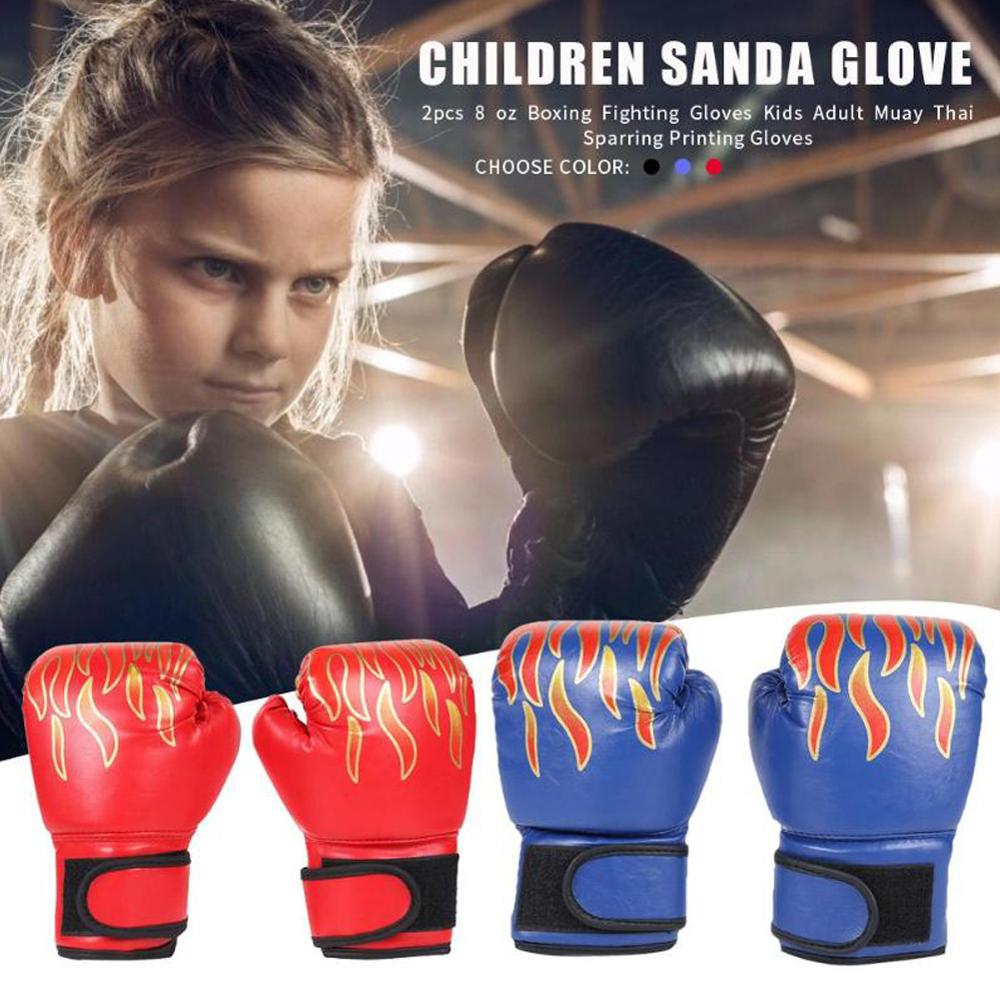1 Pair Kids Children Boxing Gloves Flame Mesh Breathable PU Leather Flame Gloves Sanda Boxing Training Glove