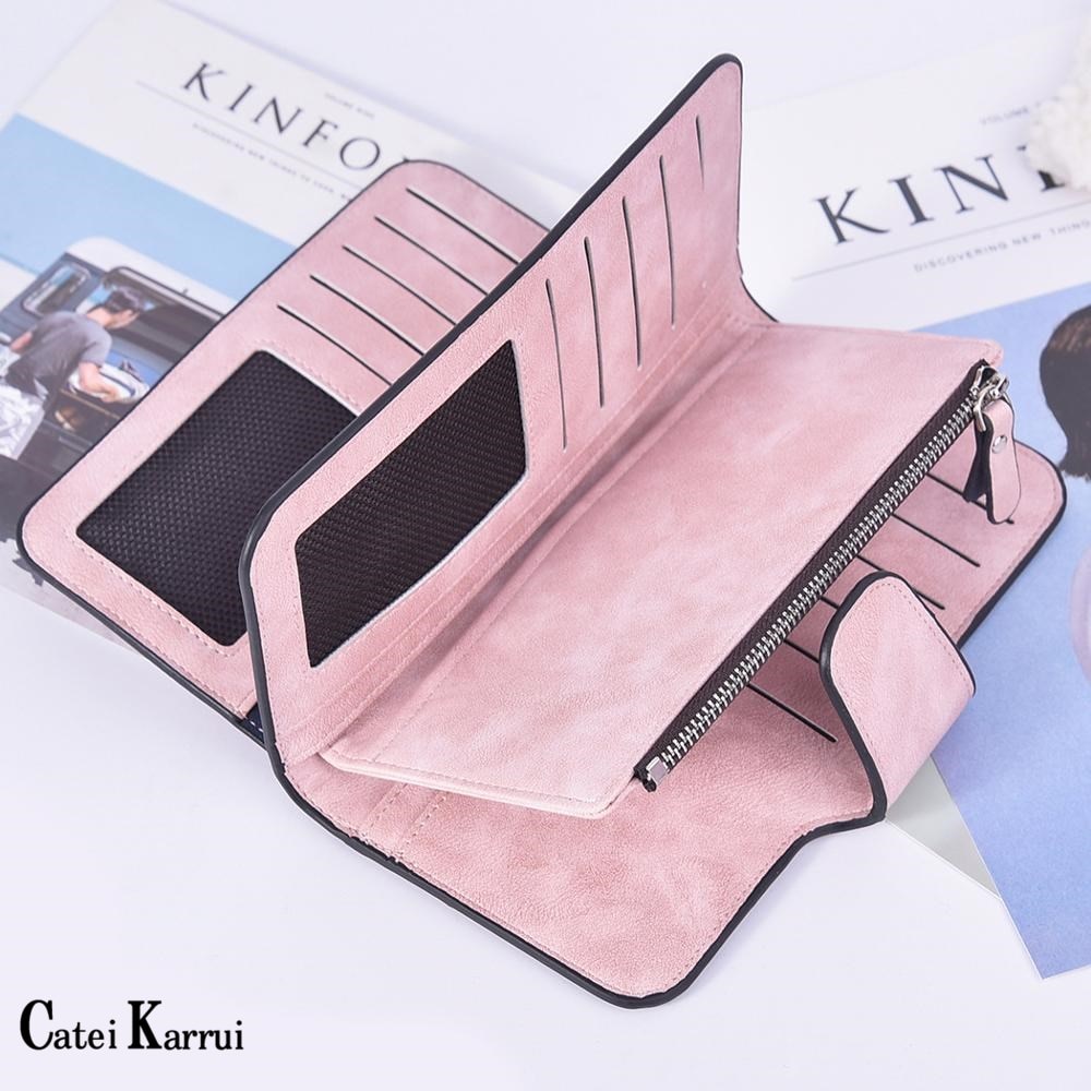 Catei Karrui Gesp Dames Koreaanse Portemonnee Grote Mode Vrouwelijke Tas Multi-card Positie Dames Portemonnee Frosted Twee-tone Stof