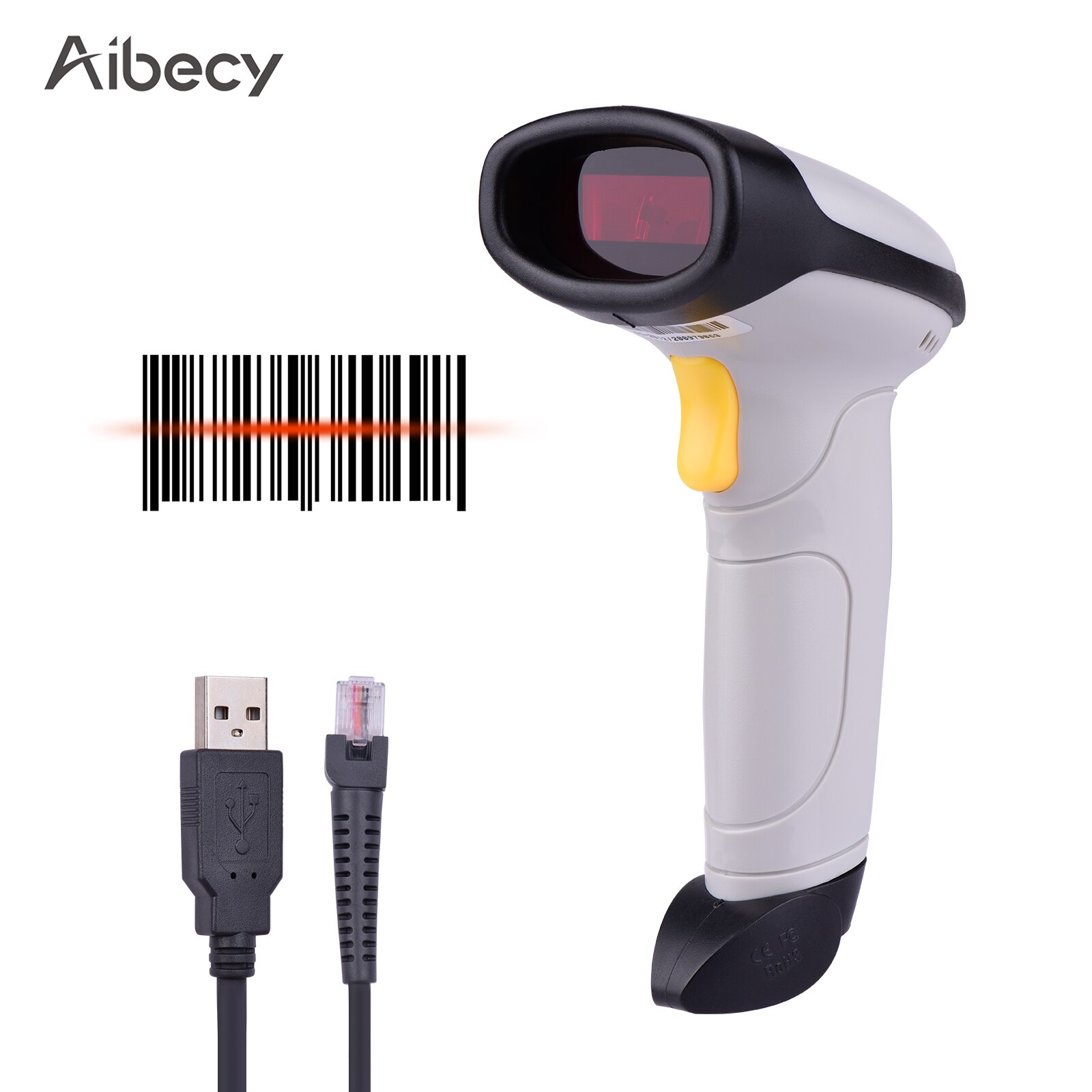 Aibecy Handheld 1D Barcode Scanner USB Wired Bar Code Reader Manual Trigger/Auto Continuous Scanning Support Paper Code: style 1