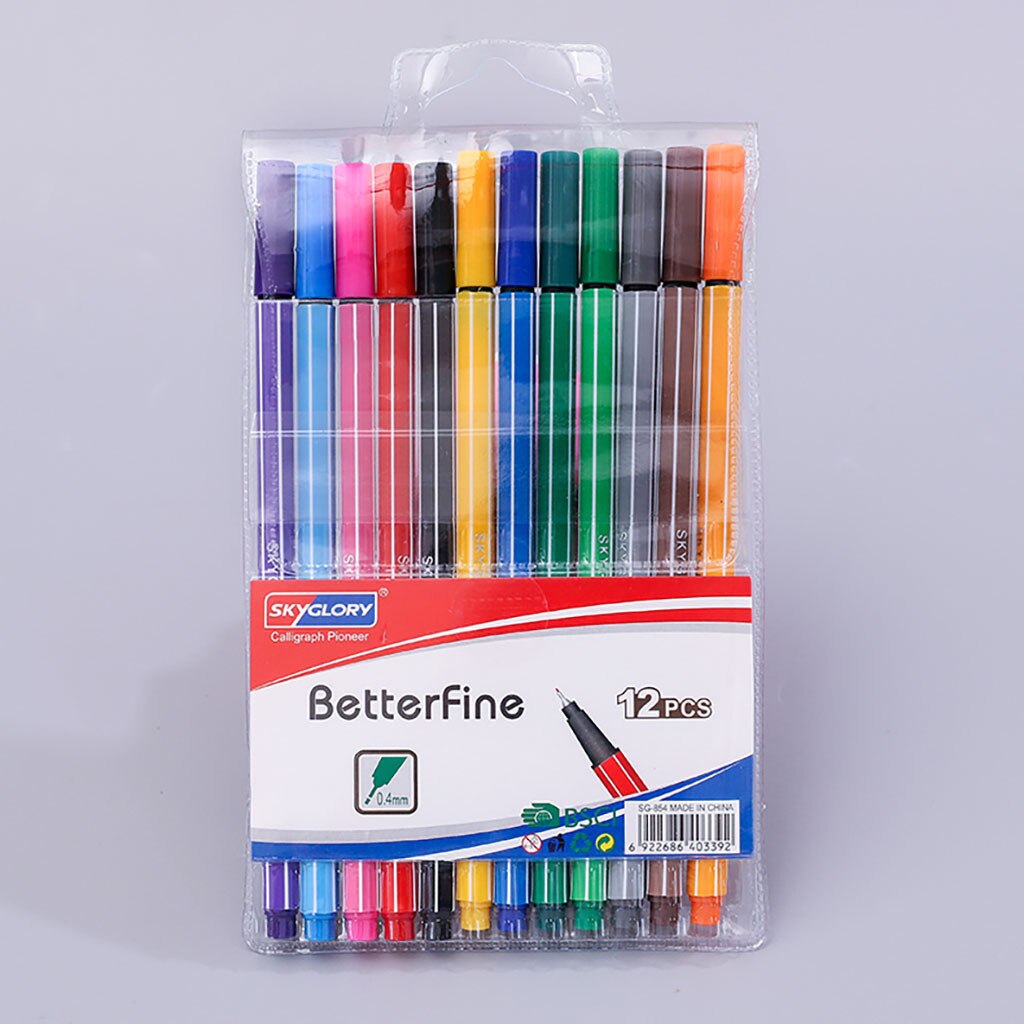 Kind Kleur Pen Set Marker Aquarel Borstel Vette Gekleurde Tekening Haak Lijn Pen Kalligrafie Schetsen Schoolbenodigdheden: C