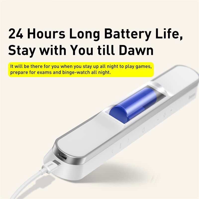 Baseus LED Desk Lamp Hanging Magnetic Table Lamp for Study Cabinet Light USB Rechargeable Stepless Dimming Dormitory Night light