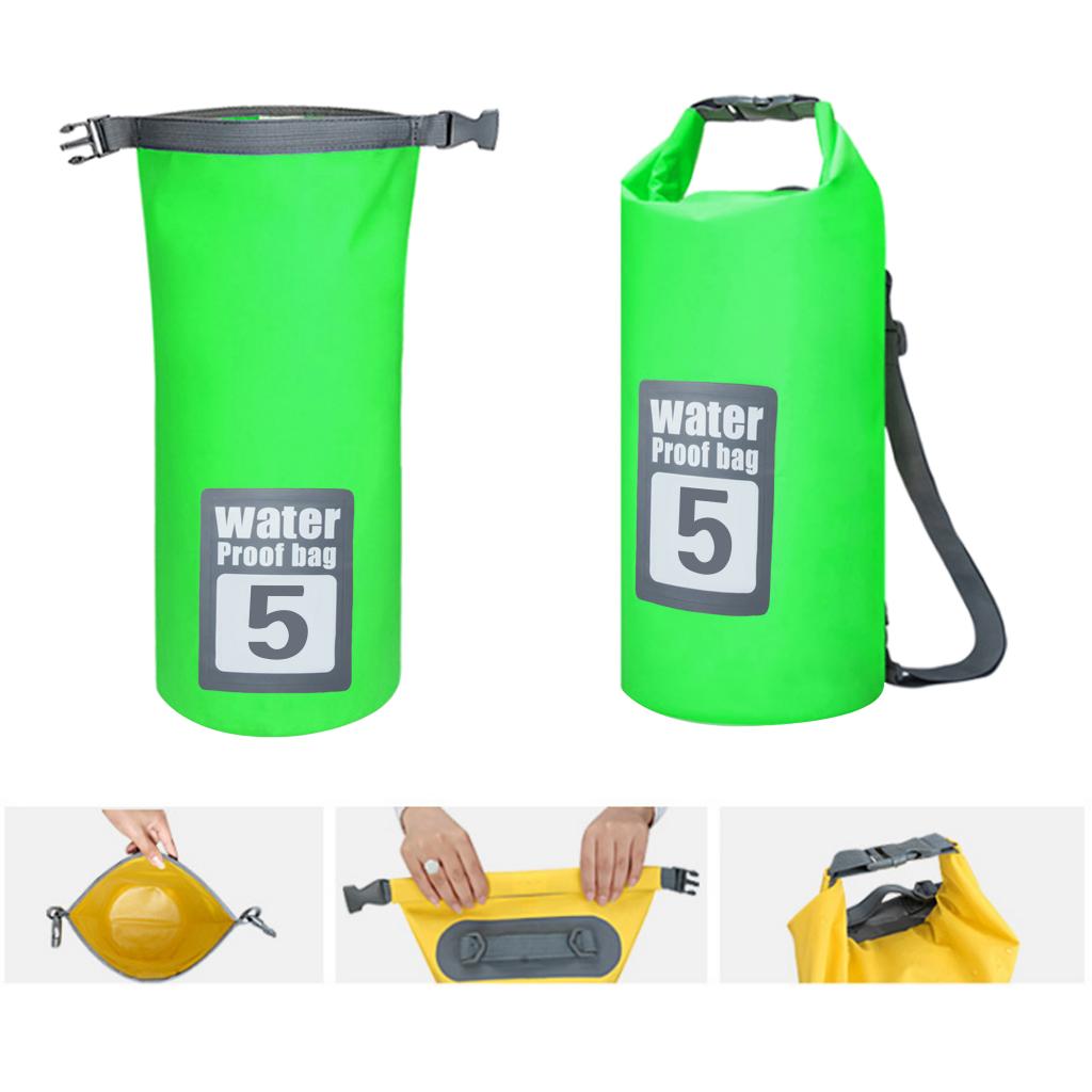 PVC Waterproof Dry Bag Sack Kayaking Rafting Camping Fishing Dry Backpack Green 5L/10L/15L/20L/30L Boating Waterproof Bags
